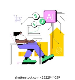 AI-Improved Sales Forecasting conceito abstrato vetor ilustração. Vendas. Aumentar a precisão da previsão de vendas, recurso de previsão de IA para maximizar os lucros. Tecnologia AI. metáfora abstrata.