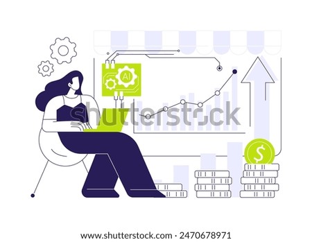 AI-Improved Sales Forecasting abstract concept vector illustration. Sales. Enhance sales forecasting accuracy, AI predictive capability for maximizing profits. AI Technology. abstract metaphor.