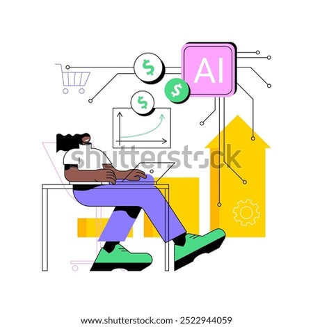 AI-Improved Sales Forecasting abstract concept vector illustration. Sales. Enhance sales forecasting accuracy, AI predictive capability for maximizing profits. AI Technology. abstract metaphor.