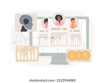 AI-Informed Customer Insights for Sales abstrato conceito vetor ilustração. Vendas. Obtenha percepções dos clientes por meio de IA, relacionamentos sólidos com os clientes. Tecnologia AI. metáfora abstrata.