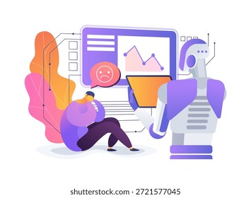 AI-Detecção Inteligente Precoce da Depressão do Adolescente conceito abstrato vetor ilustração. Saúde mental e bem-estar. Detecção precoce orientada por IA do insight adolescente. metáfora abstrata.