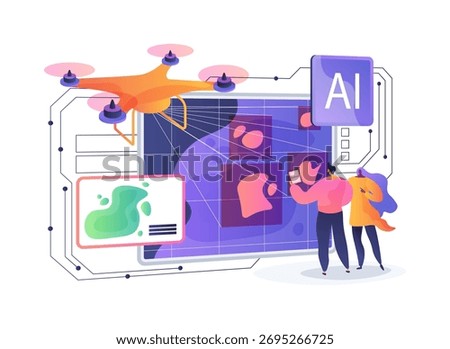 AI-Intelligent Real-Time Algal Bloom Detection abstract concept vector illustration. Oceanography and Marine Science. AI-driven real-time algal bloom detection insight. abstract metaphor.