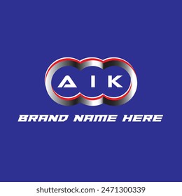 AIK letter logo vector unique attractive creative modern initial design white color on blue color background AIK letter logo icon design
