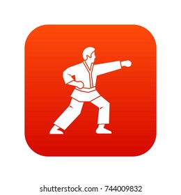 Aikido fighter icon digital red for any design isolated on white vector illustration