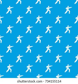 Aikido fighter pattern repeat seamless in blue color for any design. Vector geometric illustration
