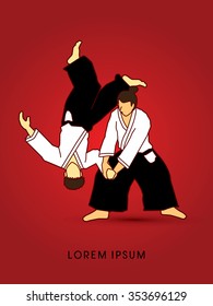 Aikido fighters graphic vector