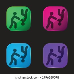 Aikido four color glass button icon