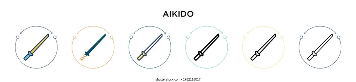 Aikido icon in filled, thin line, outline and stroke style. Vector illustration of two colored and black aikido vector icons designs can be used for mobile, ui, web