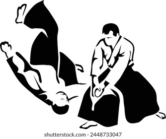 Aikido Japanese Martial Art Vector Silhouette