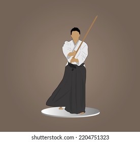 aikido moves illustration vector for icon or sport martial art logo