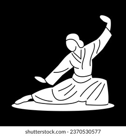 Aikido player color concept. Japanese martial art  isolated on color background. Digital illustration for web page, mobile app, promo.