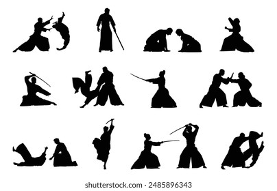 Aikido Silhouette Bundle, Aikido Martial Art Silhouette