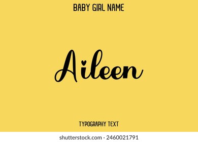 Aileen Nombre Femenino - Cursivo Dibujado a mano Vector Tipografía Texto sobre fondo amarillo
