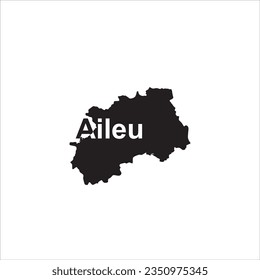 Aileu East Timor map and black lettering design on white background