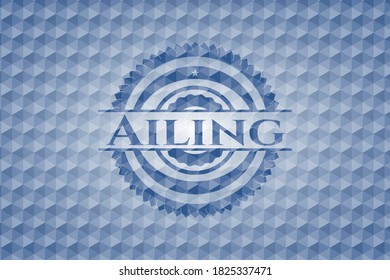 Ailing blue emblem with geometric background. Vector Illustration. Detailed. 