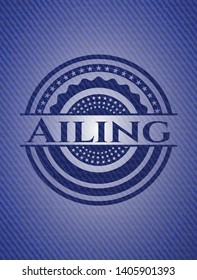 Ailing emblem with jean high quality background. Vector Illustration. Detailed.