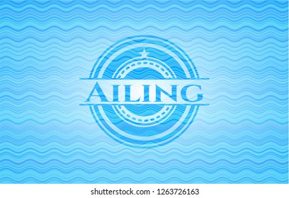 Ailing light blue water wave badge.