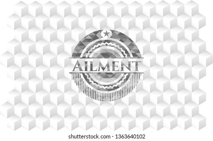 Ailment grey emblem with geometric cube white background