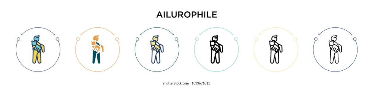 Ailurophile icon in filled, thin line, outline and stroke style. Vector illustration of two colored and black ailurophile vector icons designs can be used for mobile, ui, web
