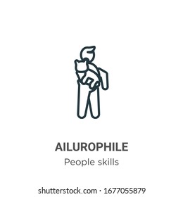 Ailurophile outline vector icon. Thin line black ailurophile icon, flat vector simple element illustration from editable people skills concept isolated stroke on white background