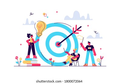 Aim achievement. Business motivation. Finance target. Solution searching. Goals and objectives, business grow, business plan, goal setting concept. Vector isolated concept creative illustration