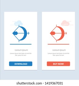 Aim, Archery, Arrow, Bow, Shoot  Blue and Red Download and Buy Now web Widget Card Template