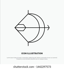 Aim, Archery, Arrow, Bow, Shoot Line Icon Vector