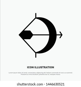 Aim, Archery, Arrow, Bow, Shoot solid Glyph Icon vector