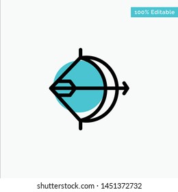 Aim, Archery, Arrow, Bow, Shoot turquoise highlight circle point Vector icon