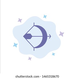 Aim, Archery, Arrow, Bow, Shoot Blue Icon on Abstract Cloud Background. Vector Icon Template background