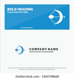 Aim, Archery, Arrow, Bow, Shoot SOlid Icon Website Banner and Business Logo Template. Vector Icon Template background