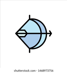 Aim, Archery, Arrow, Bow, Shoot  Flat Color Icon. Vector icon banner Template. Vector Icon Template background