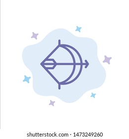 Aim, Archery, Arrow, Bow, Shoot Blue Icon on Abstract Cloud Background