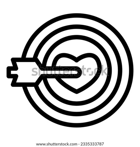 Aim and arrow to heart line icon, valentine day concept, target love and arrow sign on white background, shot and hit in heart icon in outline style for mobile concept. Vector graphics