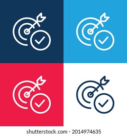 Aim blue and red four color minimal icon set