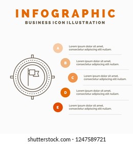 Aim, business, deadline, flag, focus Infographics Template for Website and Presentation. Line Gray icon with Orange infographic style vector illustration