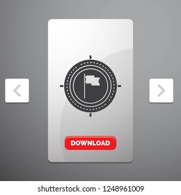 Aim, business, deadline, flag, focus Glyph Icon in Carousal Pagination Slider Design & Red Download Button