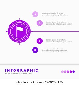Aim, business, deadline, flag, focus Infographics Template for Website and Presentation. GLyph Purple icon infographic style vector illustration.