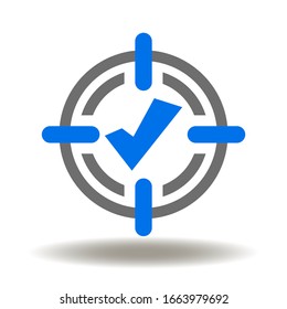 Aim Check Mark Icon Vector. Accurate Business Concept Logo. Target hit goal success win illustration. Accuracy symbol.
