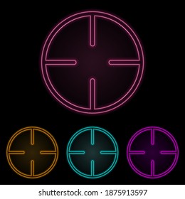 aim color neon set. Simple thin line, outline vector of web icons for ui and ux, website or mobile application