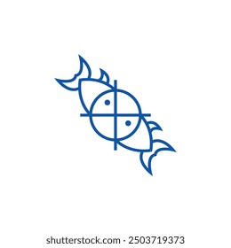 Aim combination with fish logo design.