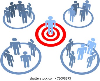 Aim at and find a targeted person in target market bulls eye