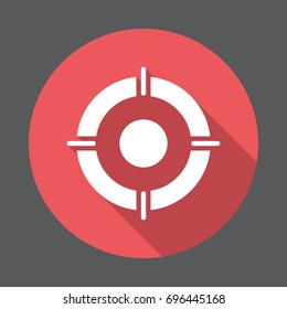 Aim flat icon, round colorful button, circular vector sign. Flat style design