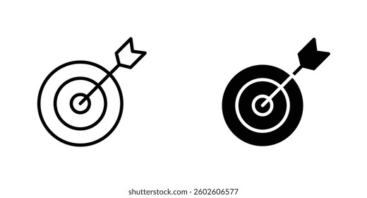 Aim flat Icons in line outline and flat solid style on white background