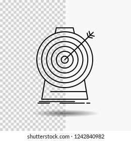 Aim, focus, goal, target, targeting Line Icon on Transparent Background. Black Icon Vector Illustration