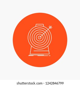 Aim, focus, goal, target, targeting White Line Icon in Circle background. vector icon illustration