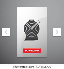 Aim, focus, goal, target, targeting Glyph Icon in Carousal Pagination Slider Design & Red Download Button