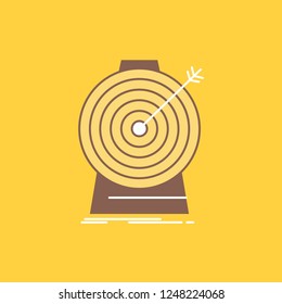 Aim, focus, goal, target, targeting Flat Line Filled Icon. Beautiful Logo button over yellow background for UI and UX, website or mobile application