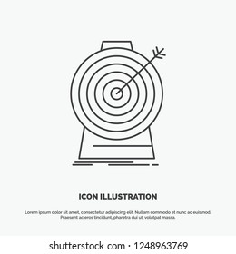 Aim, focus, goal, target, targeting Icon. Line vector gray symbol for UI and UX, website or mobile application