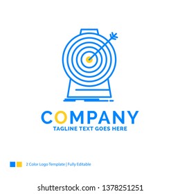 Aim, focus, goal, target, targeting Blue Yellow Business Logo template. Creative Design Template Place for Tagline.